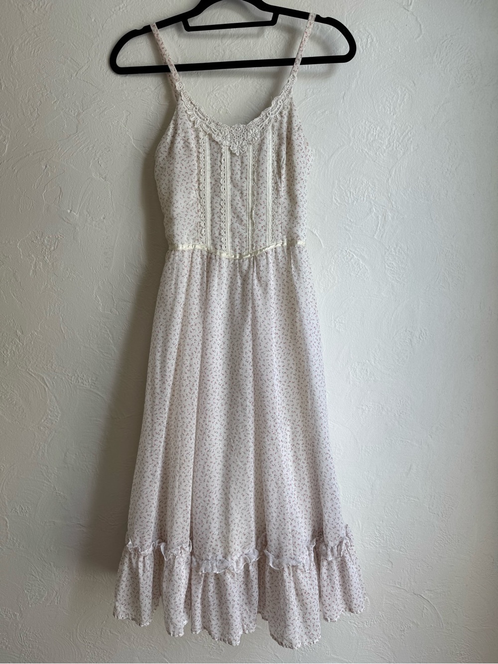 Vintage 1970s Gunne Sax Pink Ditsy Floral Prairie Sleeveless Midi Dress 5